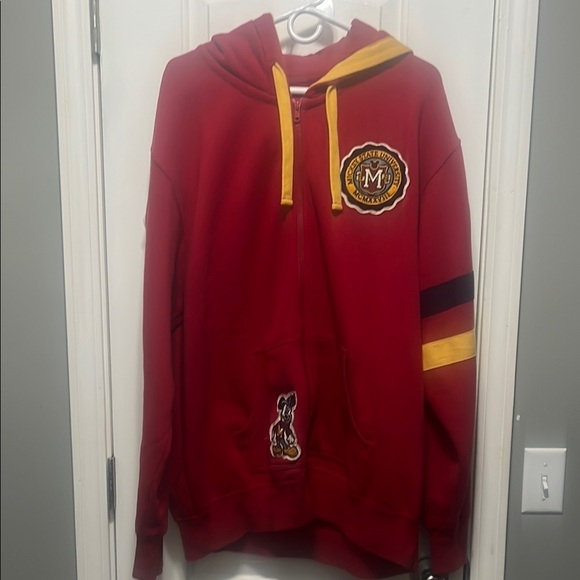 Walt Disney World Mickey Mouse University Red Hoodie Yellow Winter Fall College - Picture 1 of 9